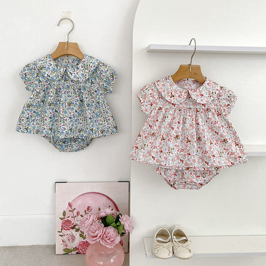 MyKids-USA® Baby Girls Short Sleeves Floral Top Dress and Bloomers Clothing Sets