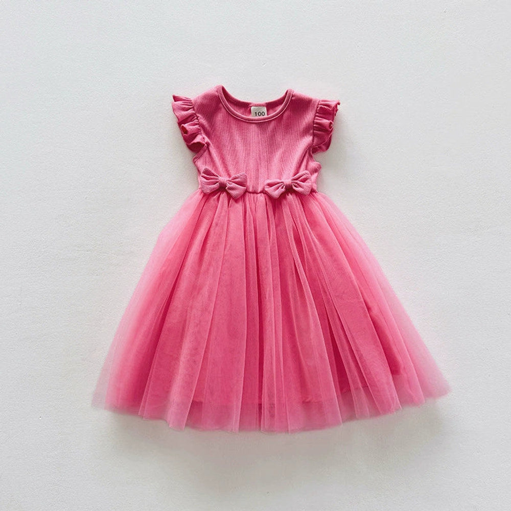 MyKids-USA® Sleeveless Solid Color Tulle Patchwork Dress for Stylish Girls