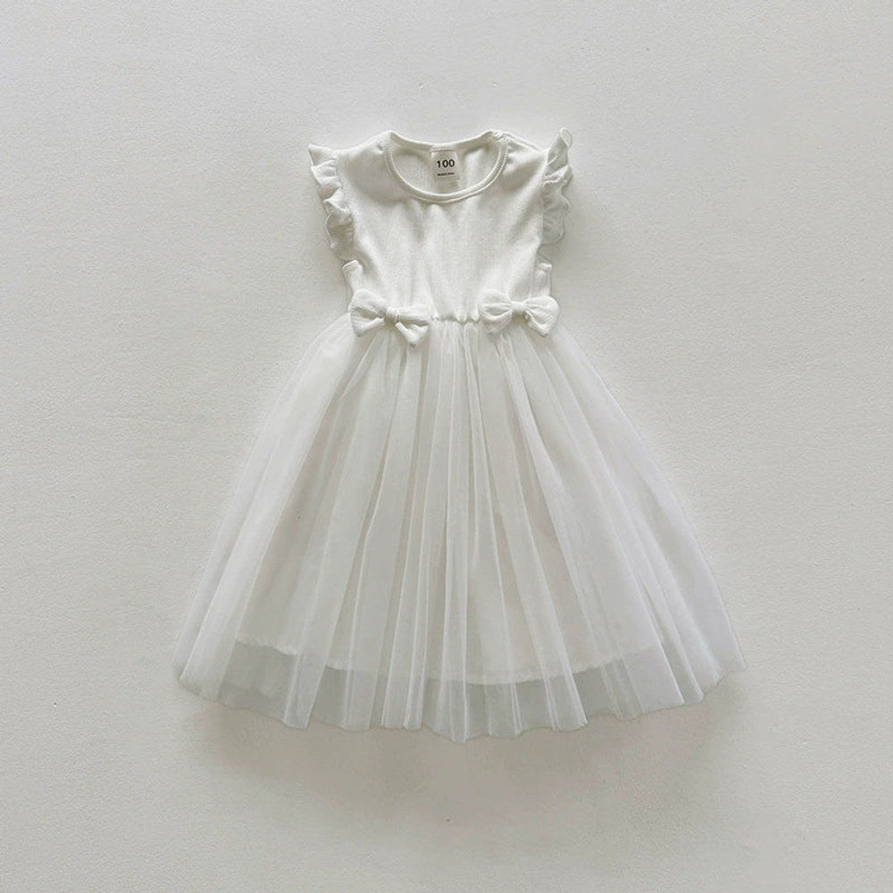 MyKids-USA® Sleeveless Solid Color Tulle Patchwork Dress for Stylish Girls