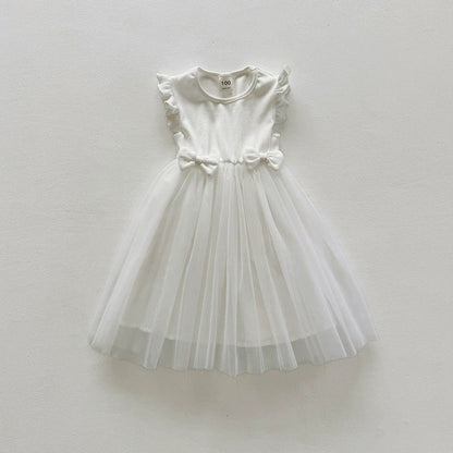 MyKids-USA® Sleeveless Solid Color Tulle Patchwork Dress for Stylish Girls