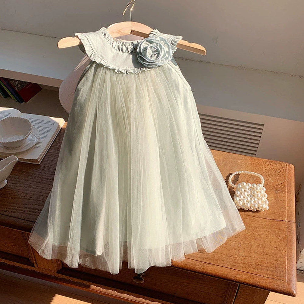 MyKids-USA® Sleeveless Solid Color Tulle Dress for Stylish Girls