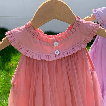 MyKids-USA® Sleeveless Solid Color Tulle Dress for Stylish Girls