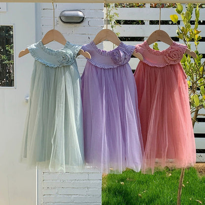 MyKids-USA® Sleeveless Solid Color Tulle Dress for Stylish Girls
