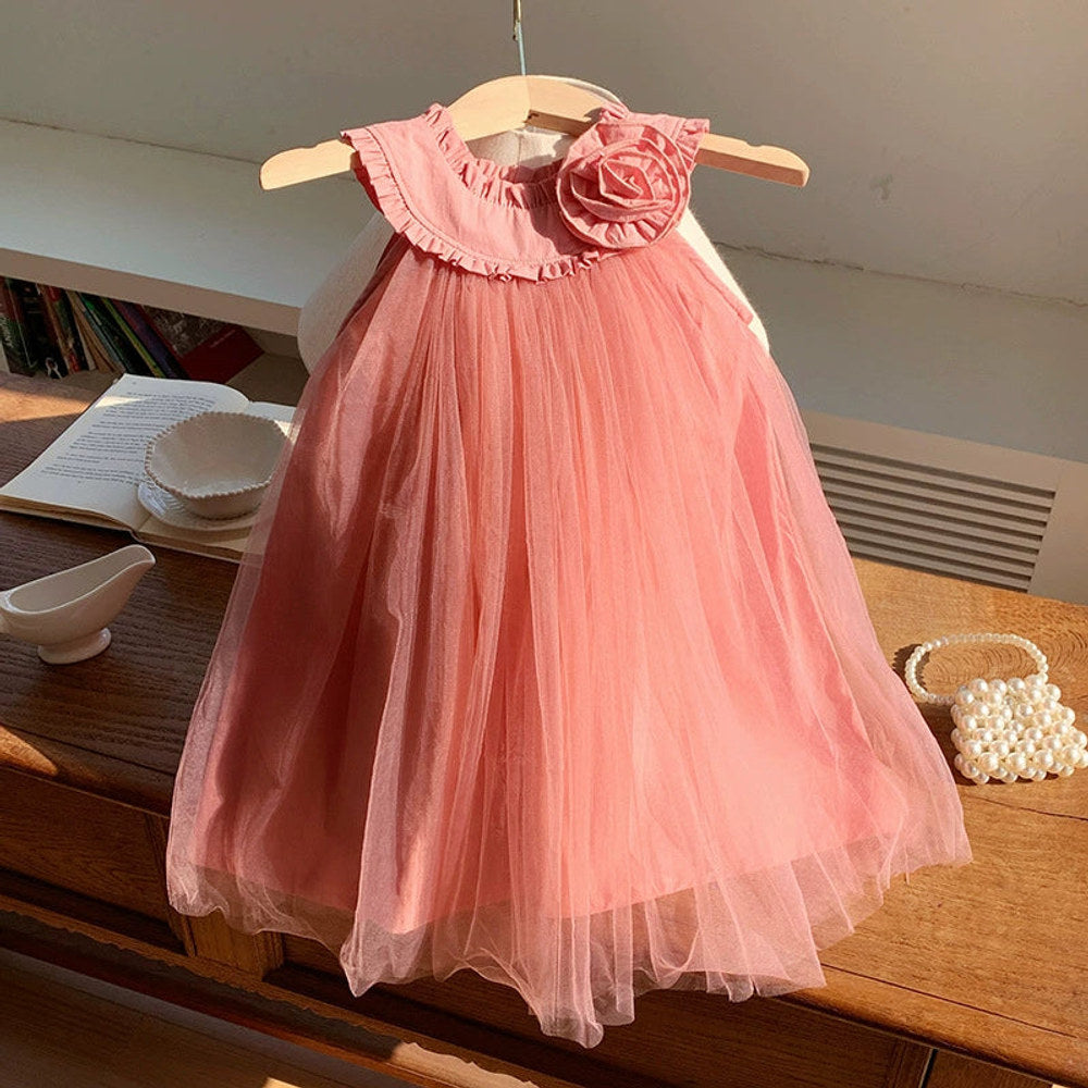 MyKids-USA® Sleeveless Solid Color Tulle Dress for Stylish Girls