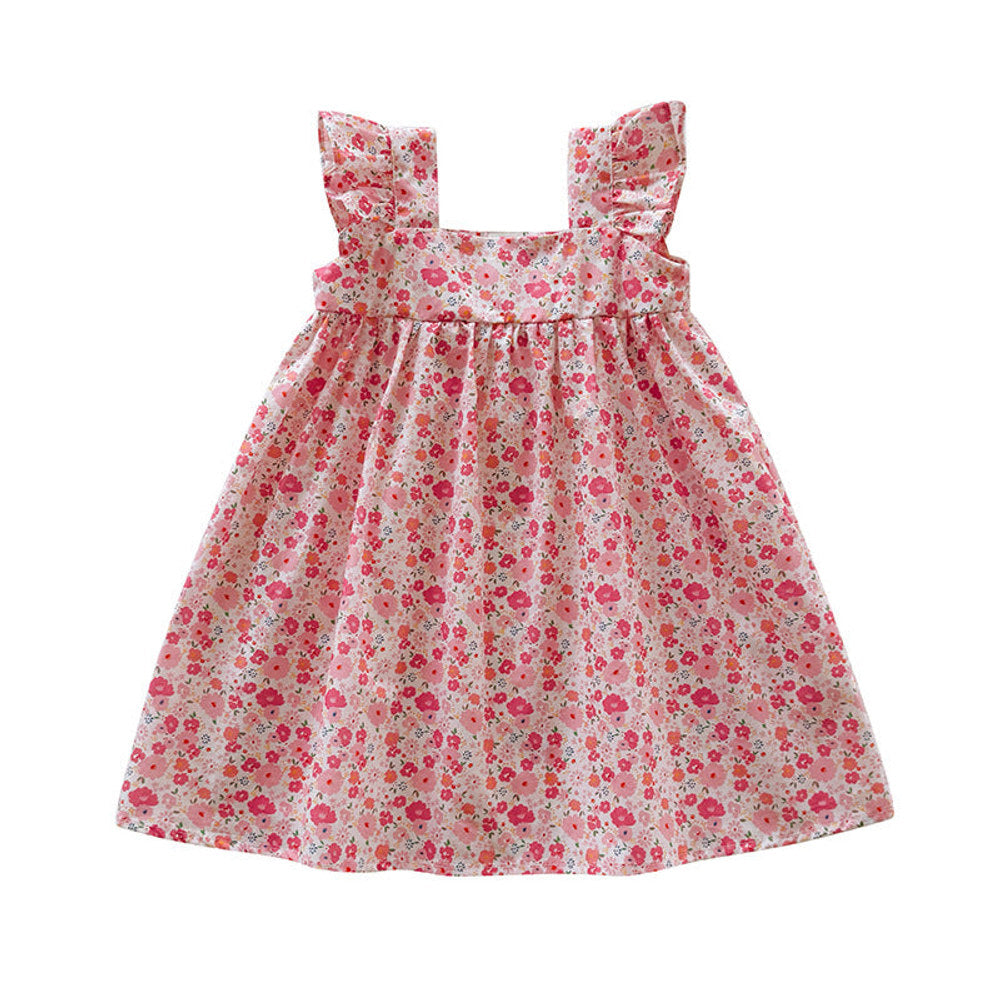 MyKids-USA® Floral Pattern Square Neck Sleeveless Dress for Stylish Girls