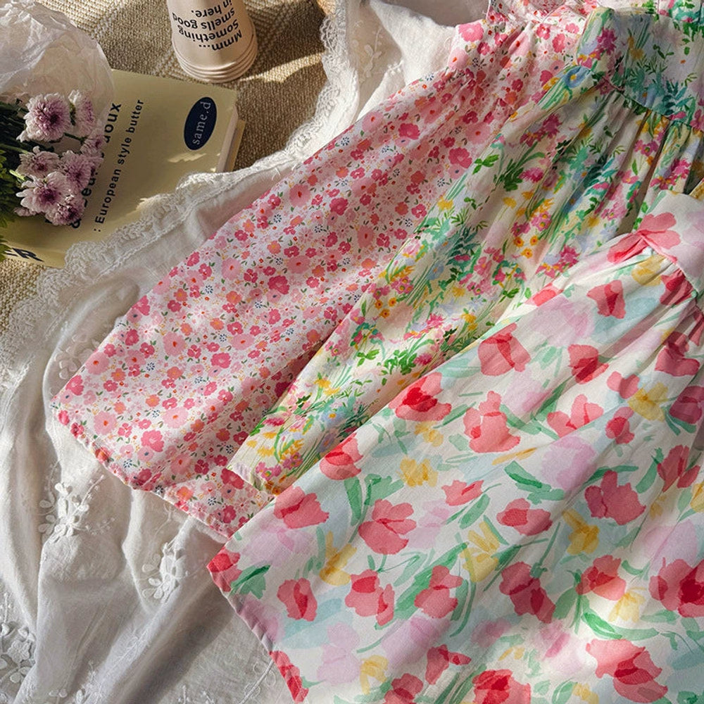 MyKids-USA® Floral Pattern Square Neck Sleeveless Dress for Stylish Girls