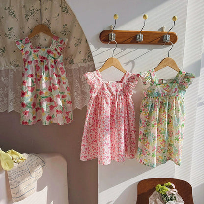 MyKids-USA® Floral Pattern Square Neck Sleeveless Dress for Stylish Girls