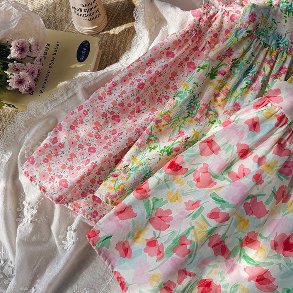 MyKids-USA® Floral Pattern Square Neck Sleeveless Dress for Stylish Girls