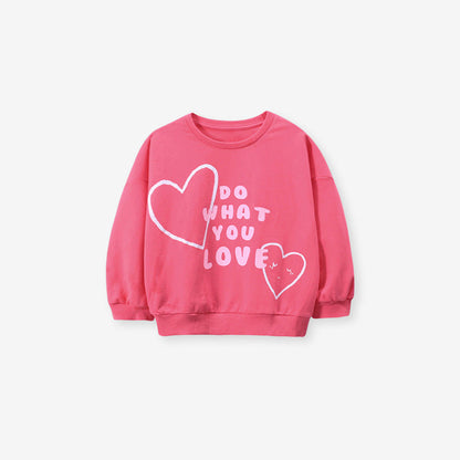 MyKids-USA® Girls Heart and Letter Pattern Long Sleeves Crew Neck Top Sweatshirt and Pants Clothing Set
