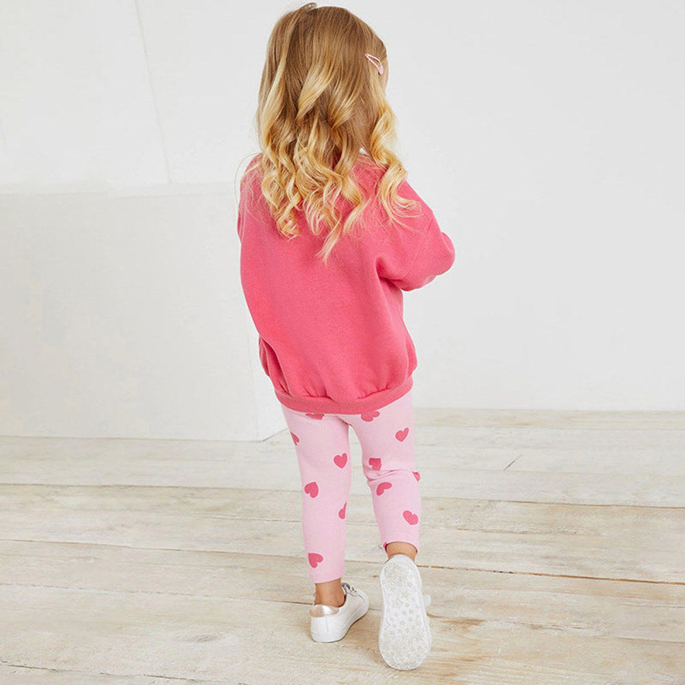 MyKids-USA® Girls Heart and Letter Pattern Long Sleeves Crew Neck Top Sweatshirt and Pants Clothing Set