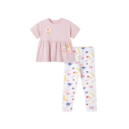 MyKids-USA® Baby Kids Flowers Pattern Dress and Pants Clothing Set for Girls