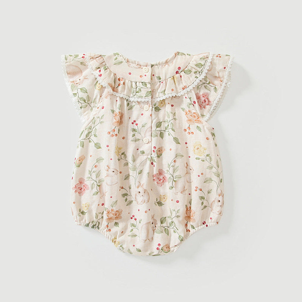 MyKids-USA® Baby Girls Fly Sleeves Cute Floral Pattern bodysuit