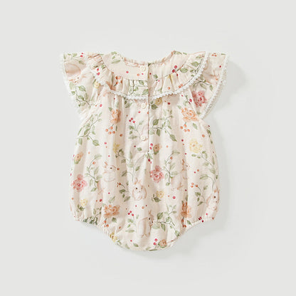MyKids-USA® Baby Girls Fly Sleeves Cute Floral Pattern bodysuit