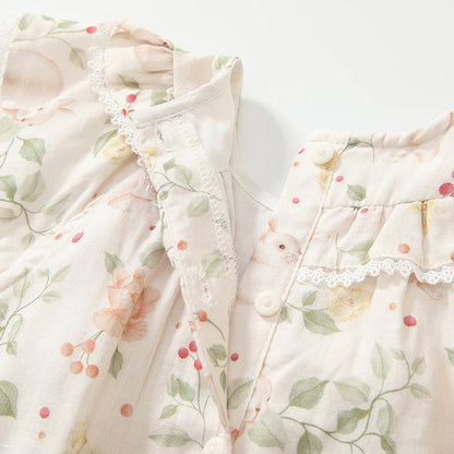 MyKids-USA® Baby Girls Fly Sleeves Cute Floral Pattern bodysuit