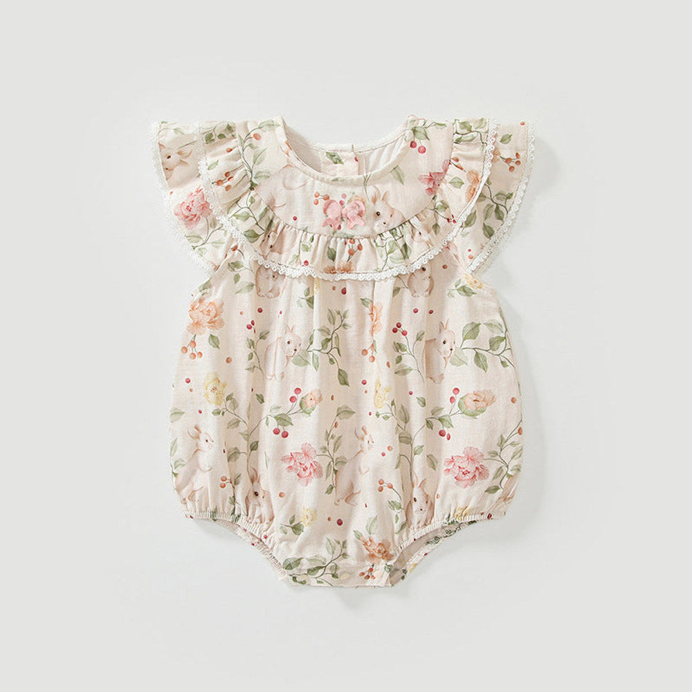 MyKids-USA® Baby Girls Fly Sleeves Cute Floral Pattern bodysuit
