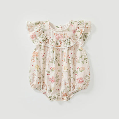 MyKids-USA® Baby Girls Fly Sleeves Cute Floral Pattern bodysuit