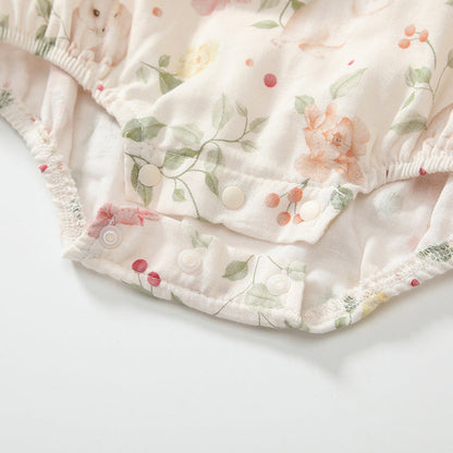 MyKids-USA® Baby Girls Fly Sleeves Cute Floral Pattern bodysuit