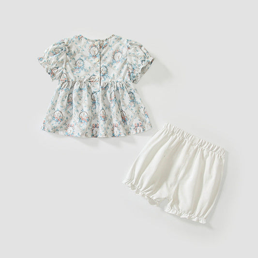 MyKids-USA® Baby Kids Floral Pattern Dress and Plain Shorts Clothing Set for Girls