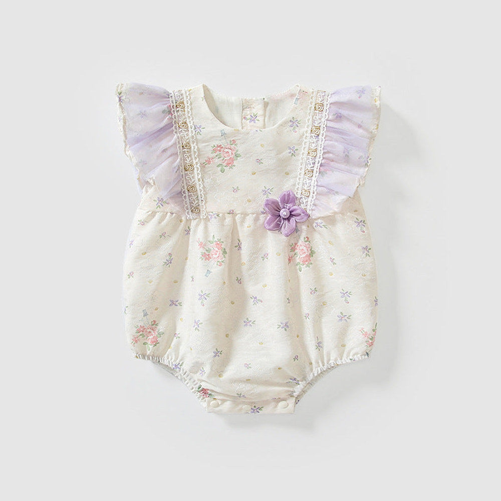MyKids-USA® Baby Girls Fly Sleeves Cute Floral Pattern bodysuit