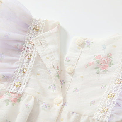 MyKids-USA® Baby Girls Fly Sleeves Cute Floral Pattern bodysuit