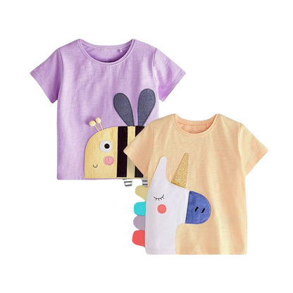 MyKids-USA® Kids’ Cartoon Bee Pattern Short Sleeves T-shirt in European and American Style
