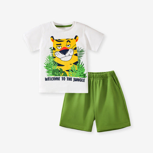 MyKids-USA® Baby Kids Tiger Cartoon Pattern T-shirt and Shorts Clothing Set for Boys