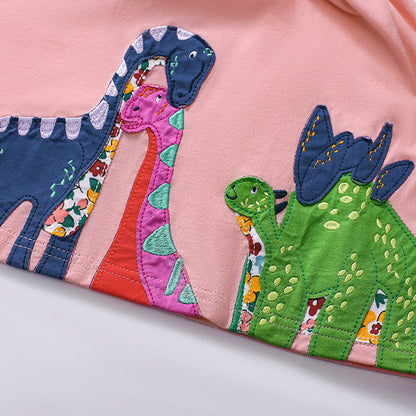 MyKids-USA® Pure Cotton Animals Cartoon Pattern Short Sleeves Dress for Stylish Girls