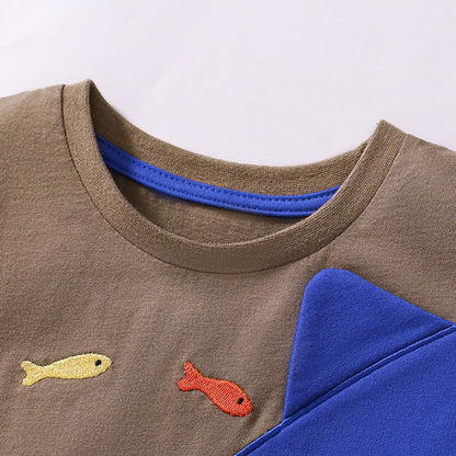 MyKids-USA® Baby Kids Shark Cartoon Pattern T-shirt and Shorts Clothing Set for Boys
