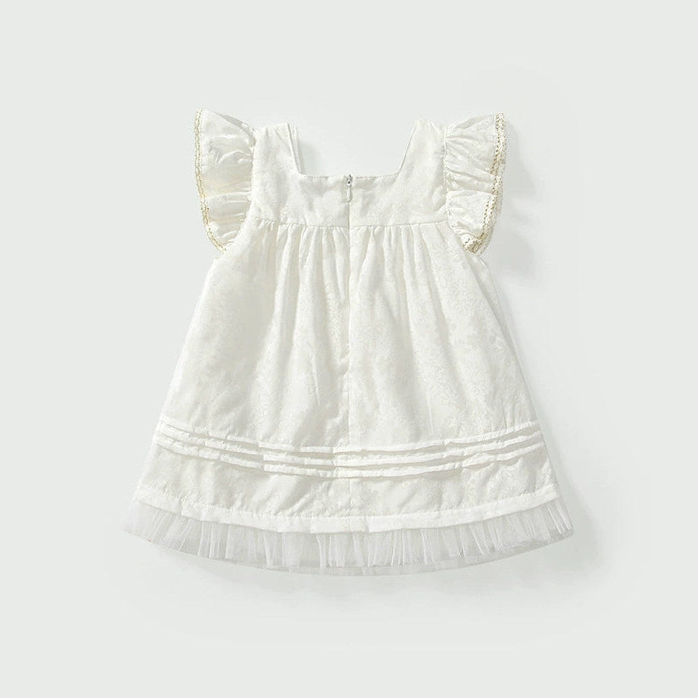 MyKids-USA® Baby Kids Girls Fly Sleeves Solid Color Dress