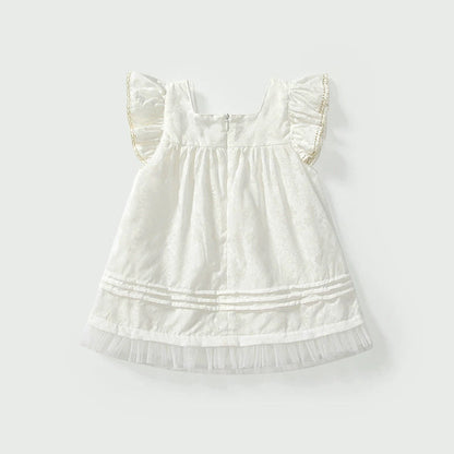 MyKids-USA® Baby Kids Girls Fly Sleeves Solid Color Dress
