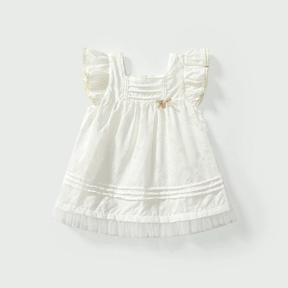 MyKids-USA® Baby Kids Girls Fly Sleeves Solid Color Dress