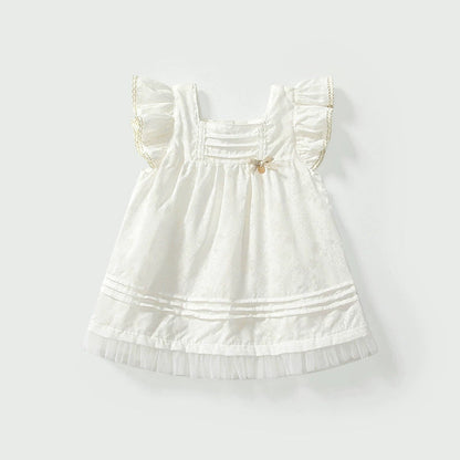 MyKids-USA® Baby Kids Girls Fly Sleeves Solid Color Dress