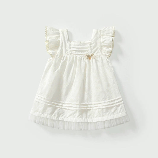 MyKids-USA® Summer Baby Kids Girls Fly Sleeves Solid Color Dress