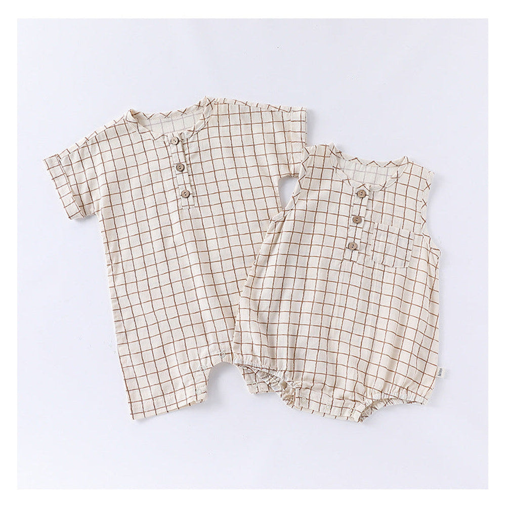 MyKids-USA® Baby Unisex Short Sleeves Plaid Pattern bodysuit Bodysuits or Rompers