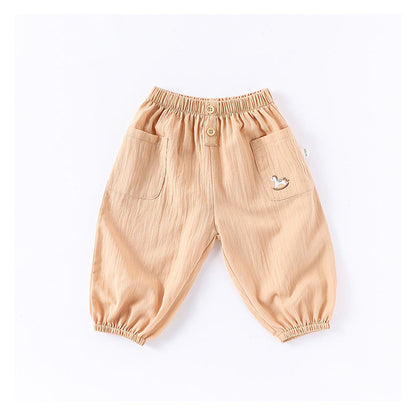 MyKids-USA® Children’s Breathable Simple Logo Embroidered Pocketed Fashion Casual Pants – Home Trousers