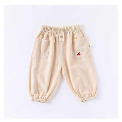 MyKids-USA® Children’s Breathable Simple Logo Embroidered Pocketed Fashion Casual Pants – Home Trousers