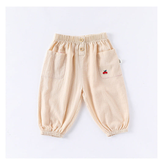 MyKids-USA® Children’s Breathable Simple Logo Embroidered Pocketed Fashion Casual Pants – Home Trousers