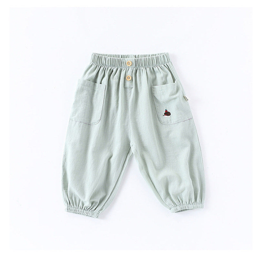 MyKids-USA® Children’s Breathable Simple Logo Embroidered Pocketed Fashion Casual Pants – Home Trousers