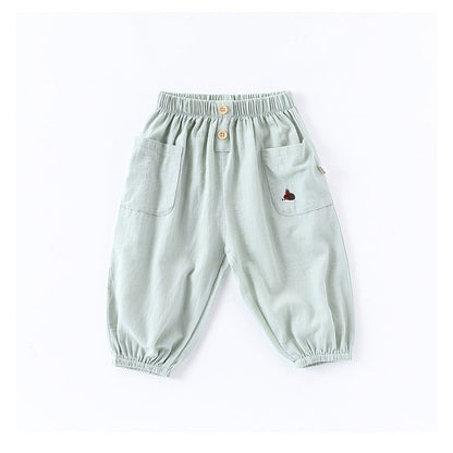 MyKids-USA® Children’s Breathable Simple Logo Embroidered Pocketed Fashion Casual Pants – Home Trousers