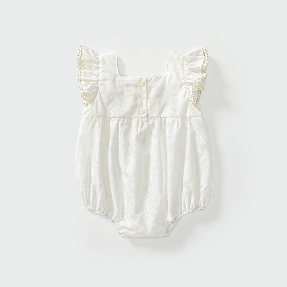 MyKids-USA® Baby Girls Fly Sleeves Simple Lace Pattern bodysuit
