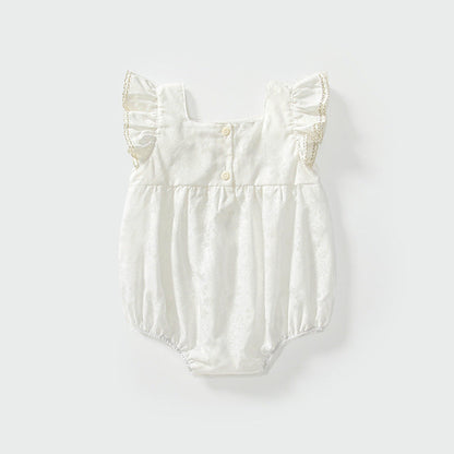 MyKids-USA® Baby Girls Fly Sleeves Simple Lace Pattern bodysuit