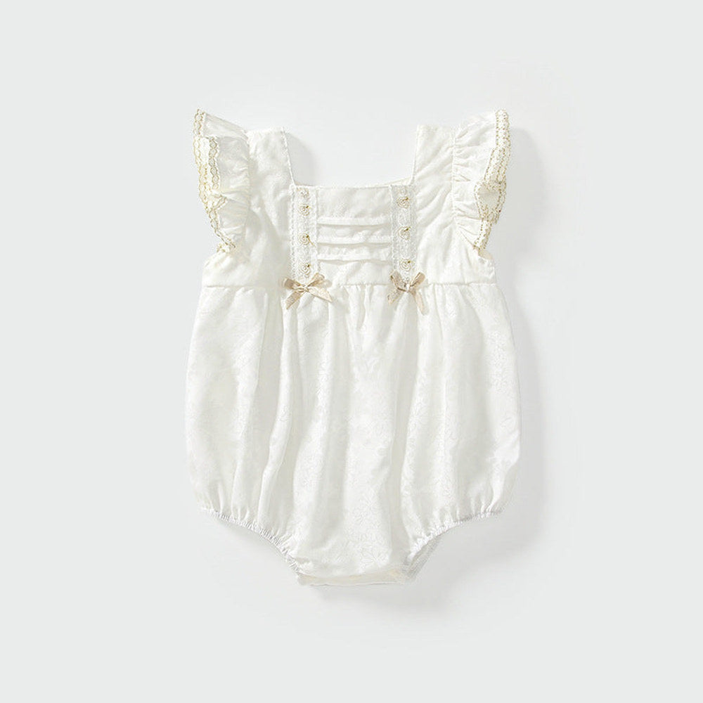 MyKids-USA® Baby Girls Fly Sleeves Simple Lace Pattern bodysuit