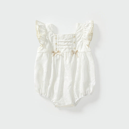 MyKids-USA® Baby Girls Fly Sleeves Simple Lace Pattern bodysuit