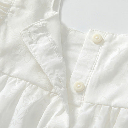 MyKids-USA® Baby Girls Fly Sleeves Simple Lace Pattern bodysuit