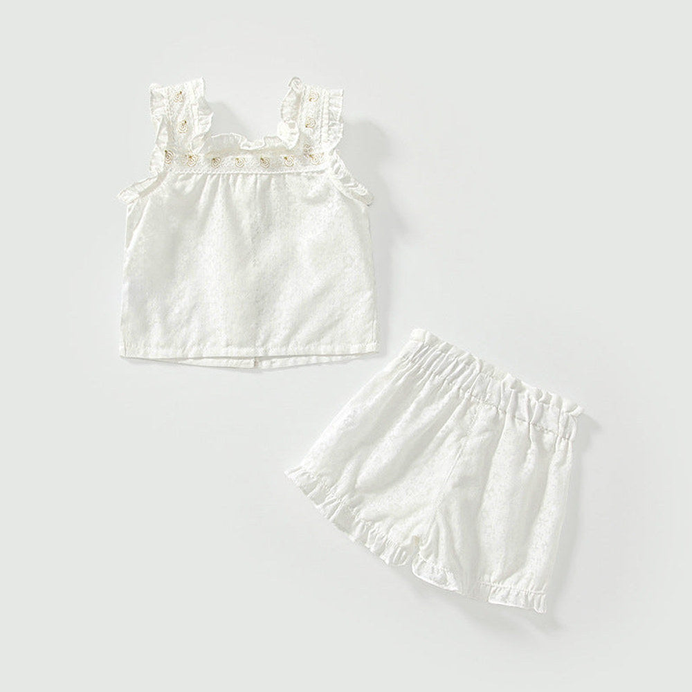 MyKids-USA® Baby Kids Flowers Pattern Sleeveless Top Vest and Shorts Clothing Set for Girls