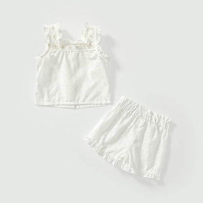 MyKids-USA® Baby Kids Flowers Pattern Sleeveless Top Vest and Shorts Clothing Set for Girls