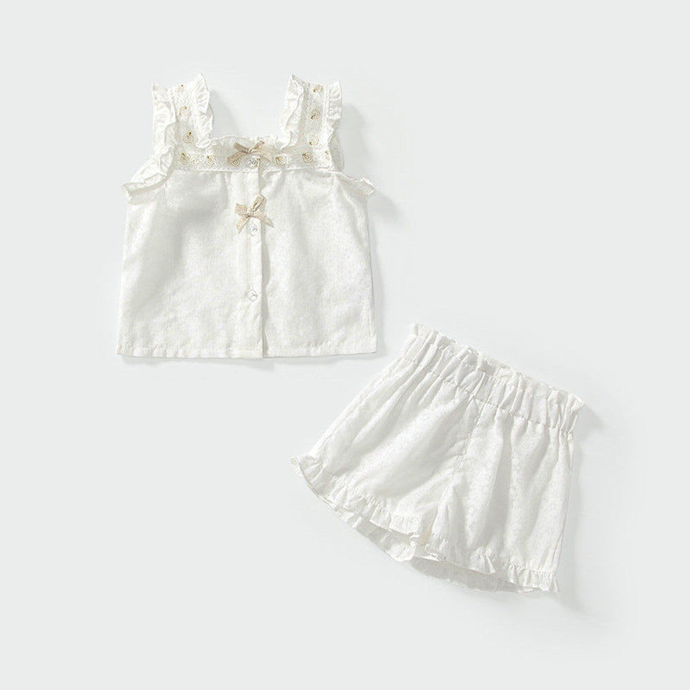 MyKids-USA® Baby Kids Flowers Pattern Sleeveless Top Vest and Shorts Clothing Set for Girls
