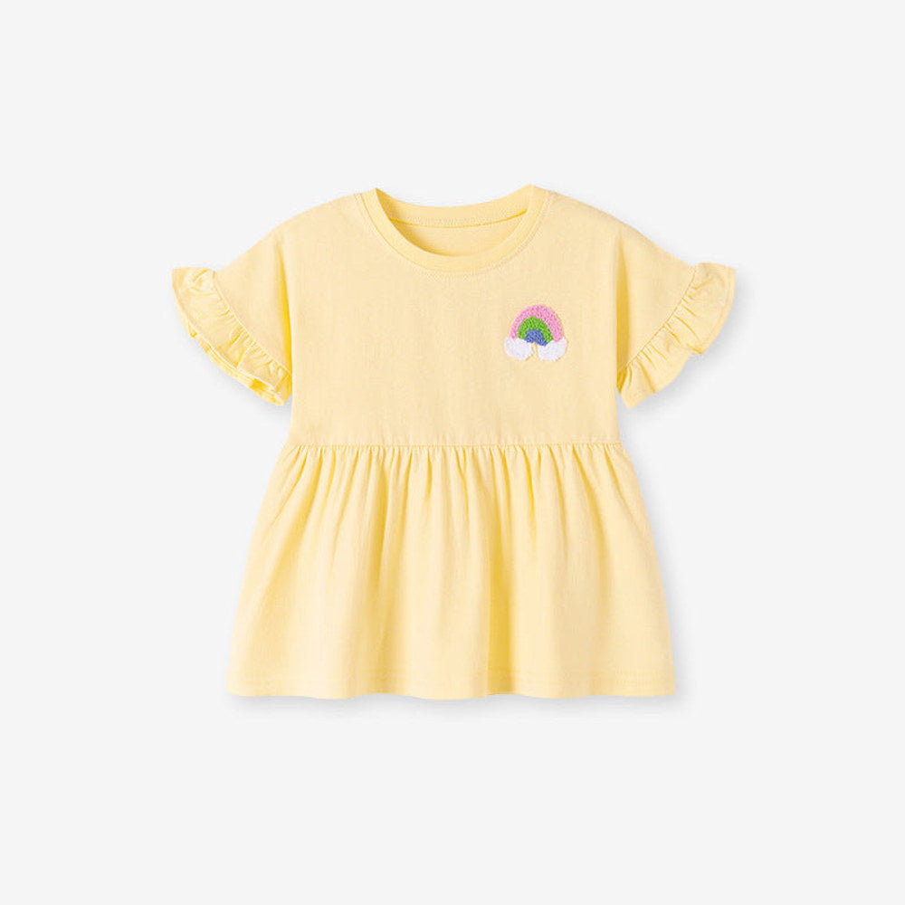MyKids-USA® Baby Kids Rainbow Pattern Dress and Color Patchwork Flowers Pattern Pants Clothing Set for Girls
