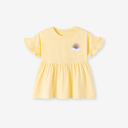 MyKids-USA® Baby Kids Rainbow Pattern Dress and Color Patchwork Flowers Pattern Pants Clothing Set for Girls