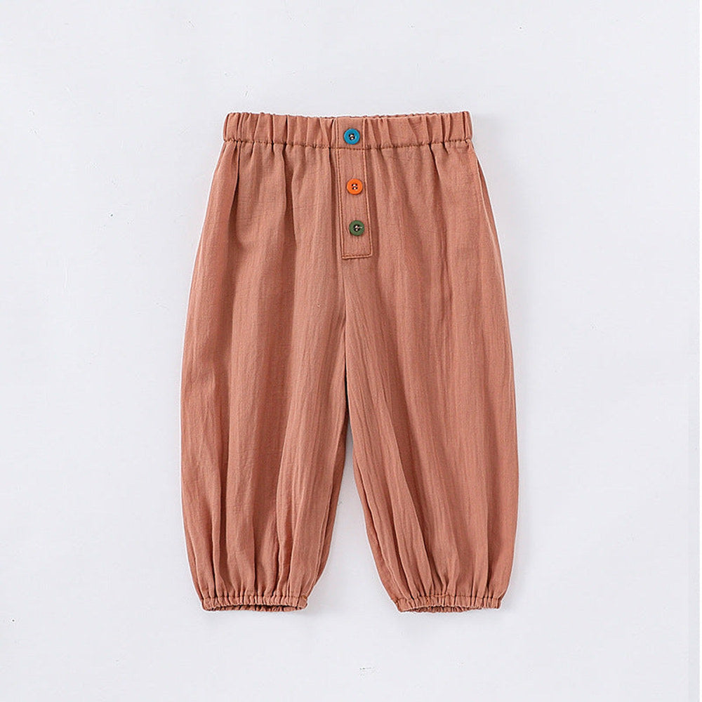 MyKids-USA® Children’s Comfortable Colorful Buttons Fashion Casual Plain Pants – Trousers